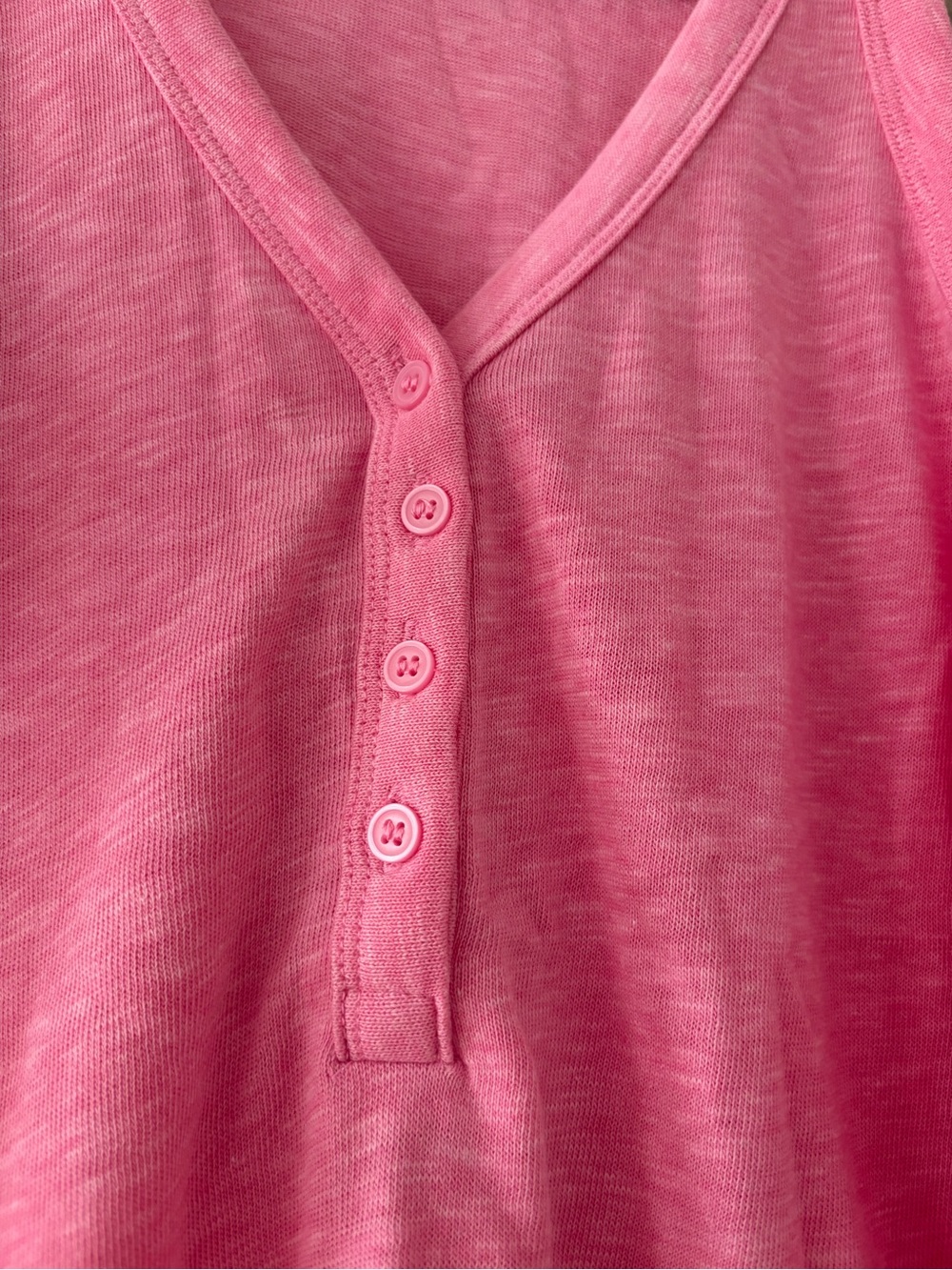 LOFT Bright Pink Henley Tank - Picture 2 of 4